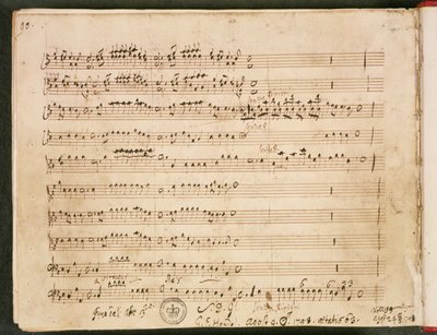 Originalpartitur des letzten Folios aus der Oper 