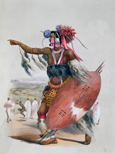 Zulu-Krieger, Utimuni, Neffe von Chaka, dem verstorbenen Zulu-König, 1849 von George French Angas