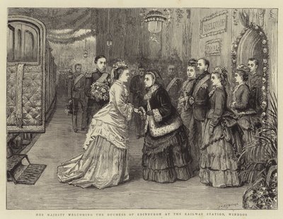 Ihre Majestät begrüßt die Herzogin von Edinburgh am Bahnhof, Windsor von George Goodwin Kilburne