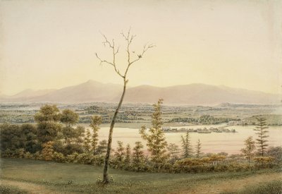 Frühe Dämmerung, Kaatskill Catskill Landing und Berge vom Ostufer des Hudson, New York von George Harvey