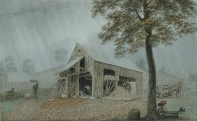 Regensturm, Apfelweinfabrik in Redding, Connecticut, ca. 1840 von George Harvey