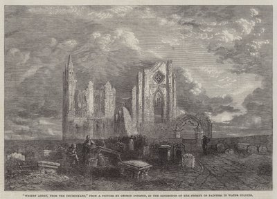 Whitby Abbey, vom Kirchhof aus, in der Ausstellung der Society of Painters in Water Colours von George Haydock Dodgson
