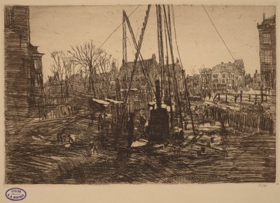 Szene in einer niederländischen Stadt mit einer Ramme im Vordergrund von George Hendrik Breitner