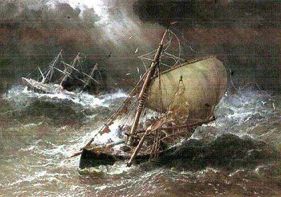 Sturm in der Nordsee mit Schmack und Bark von George Henry Andrews