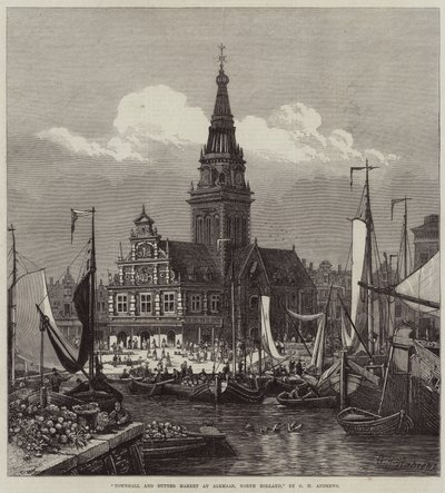 Rathaus und Buttermarkt in Alkmaar, Nordholland von George Henry Andrews