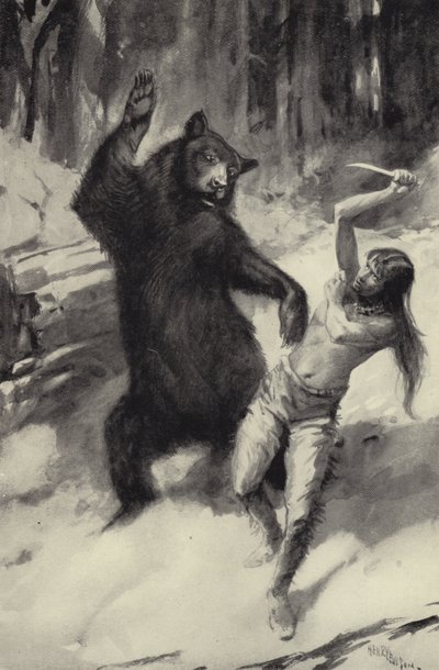 Scarfaces Kampf mit dem Bären von George Henry Evison