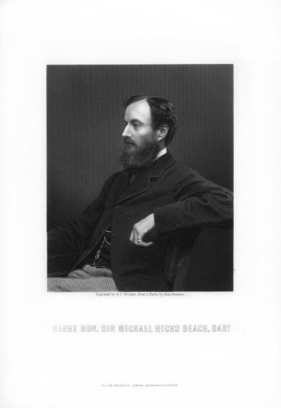 Michael Edward Hicks Beach, 1. Earl St Aldwyn, englischer Staatsmann, 1881 von George J. Stodart