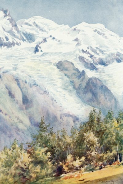 Mont Blanc vom Ruskin-Stein (Farblithographie) von George Jackson Flemwell