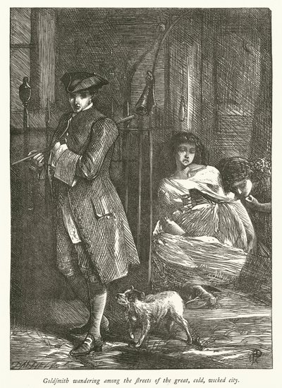 Goldsmith wandert durch die Straßen der großen, kalten, bösen Stadt von George John Pinwell