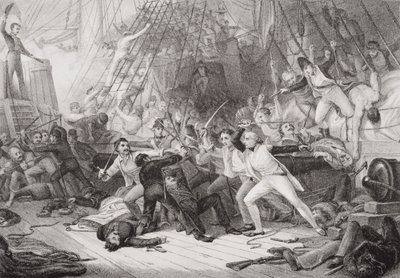 Nelson besteigt die San Josef in der Schlacht von St. Vincent, 14. Februar 1797, aus 