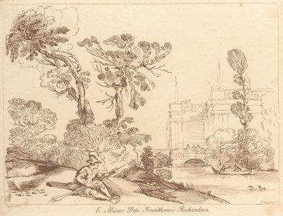 Ohne Titel: Landschaft mit sitzendem Mann von George Knapton