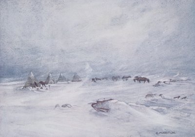 Ein Schneesturm an der Barriere, Illustration aus 