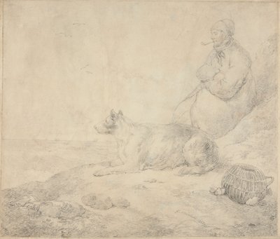 Fischer und Hund sitzen an der Küste von George Morland