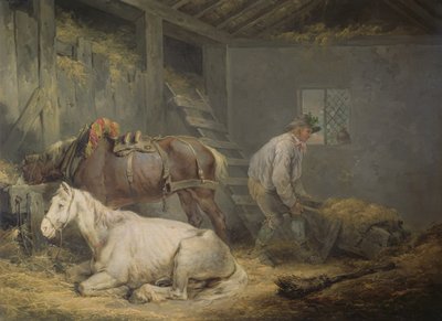 Pferde im Stall, 1791 von George Morland