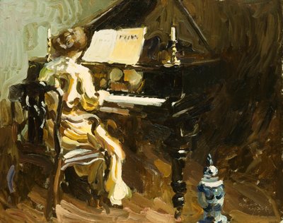 Frau am Klavier von George Oberteuffer
