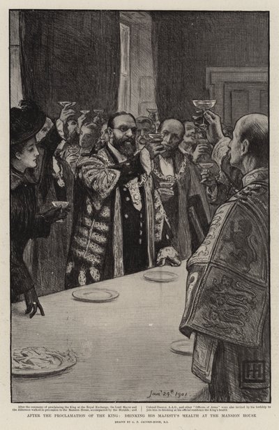 Nach der Proklamation des Königs, Trinken auf die Gesundheit Seiner Majestät im Mansion House von George Percy Jacomb Hood