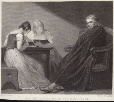 John Milton diktiert seinen Töchtern von George Romney