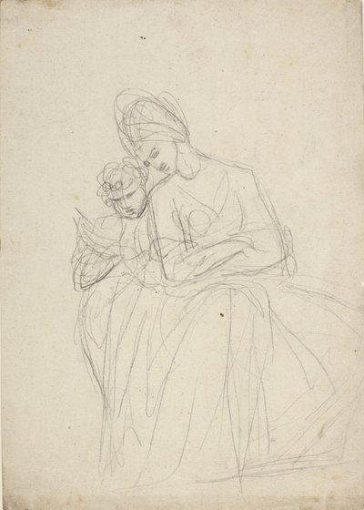 Porträtstudie einer sitzenden Frau mit Kind von George Romney