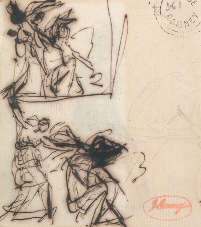 Stehende Figur mit erhobenem Arm und sitzende Figur von George Romney