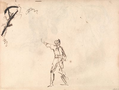 Stehende Figur mit erhobenem Arm, möglicherweise Macbeth von George Romney
