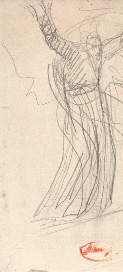 Stehende Figur mit erhobenen Armen, wahrscheinlich Prospero von George Romney