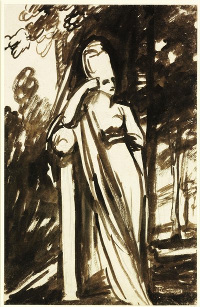 Stehende Frau an einer Stele von George Romney