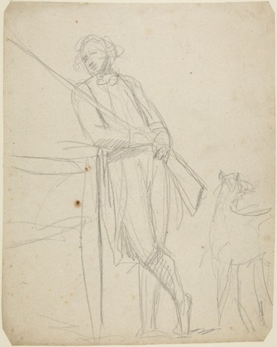 Studie für ein Ganzkörperporträt eines Mannes mit einer Waffe von George Romney