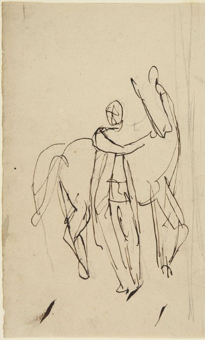 Studie für ein Porträt eines stehenden Mannes mit einem Pferd von George Romney