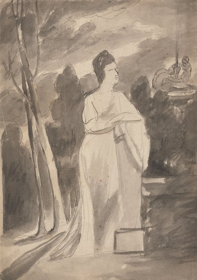Frau an einer Säule von George Romney