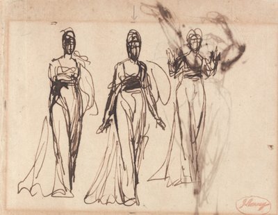 Drei Studien einer stehenden Frau, möglicherweise Circe von George Romney
