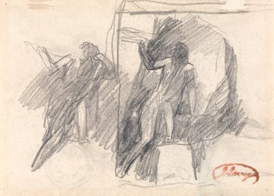Zwei Skizzen einer halb knienden Figur von George Romney