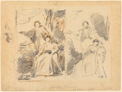 Zwei Studien für ein Porträt der Familie Warren von George Romney