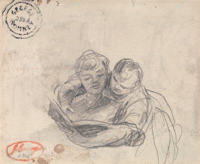 Frau bringt einem Kind das Lesen bei von George Romney