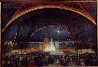 Nachtfest auf der Weltausstellung 1889 unter dem Eiffelturm von George Roux