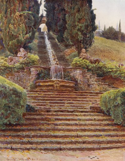 Italienische Gärten: Der Wasserfall, Villa Cicogna von George Samuel Elgood