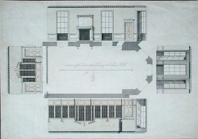 Schnitt der geplanten Bibliothek in Cobham Hall, Kent von George Shakespeare