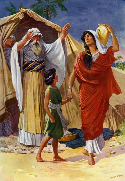 Hagar und Ismael (Farblithografie) von George Soper
