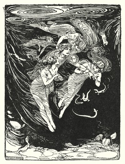 Jason und die Argonauten: "Die Wassernymphen trugen ihn unter den See, um mit ihm zu spielen" von George Soper
