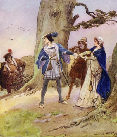 Valentin, der gehört hatte, dass seine Räuber eine Dame gefangen genommen hatten, kam, um sie zu trösten und zu befreien von George Soper