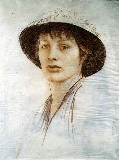 Mädchen mit einem Federhut von George Spencer Watson