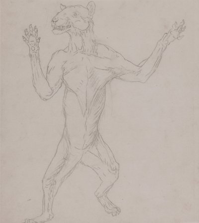Ein vergleichender anatomischer Vergleich der Struktur des menschlichen Körpers mit der eines Tigers und eines gewöhnlichen Huhns: Tigerkörper, stehend in menschlicher Haltung von George Stubbs