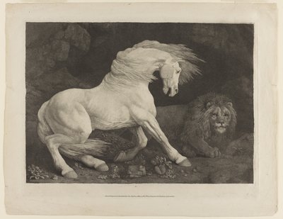 Ein von einem Löwen erschrecktes Pferd, nach George Stubbs von George Townley Stubbs