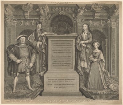 Heinrich VII. und die Familie von Heinrich VIII. im Whitehall-Palast von George Vertue after Hans Holbein the Younger