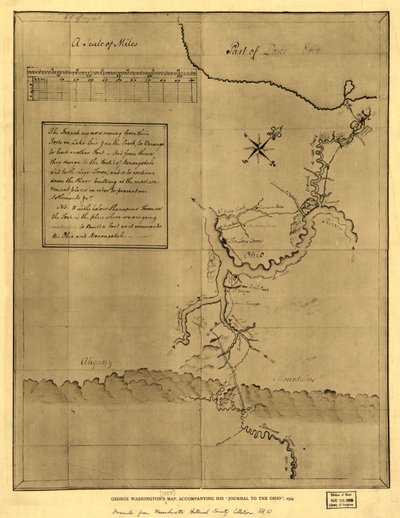 George Washingtons Karte, begleitend zu seinem "Journal to the Ohio", 1754. LOC 99446116 von George Washington