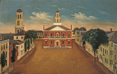 Feuerbrett mit einer Ansicht des Gerichtsplatzes, Salem von George Washington Felt
