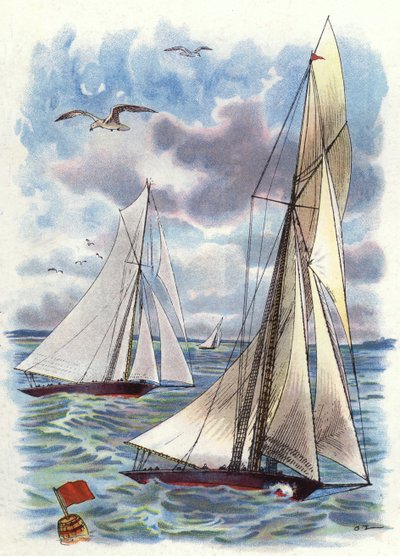 Ein Yacht-Rennen (Farblithografie) von George Washington Lambert