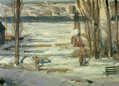 Ein Morgen im Schnee - Hudson River, 1910 von George Wesley Bellows