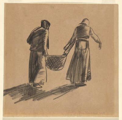 Frau mit Korb und Deckblatt mit Druckanweisungen von George Wesley Bellows