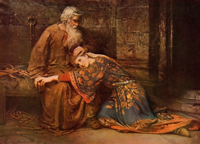 Shakespeare: Cordelia tröstet König Lear im Gefängnis, König Lear, Akt V, Szene 3 von George William (after) Joy