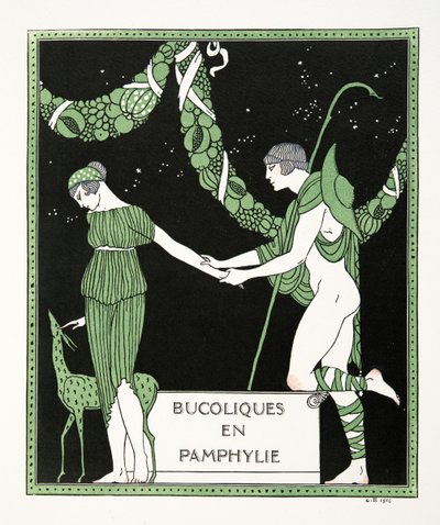 Bucoloques en Pamphylie, Illustration aus Les Chansons de Bilitis von Pierre Louys von Georges Barbier